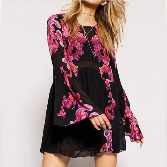 Free People Intimately - Bell Sleeve Swing Dress/Tunic In Black - Picture 5 of 9